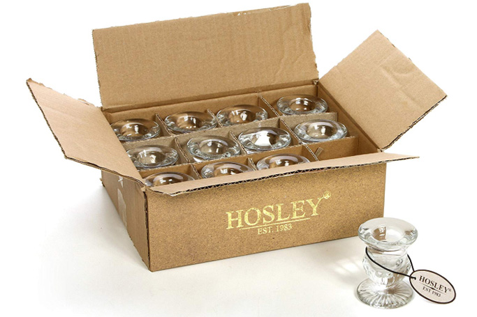Hosley Set of 12 Glass Taper Candle Holders